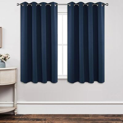 CHENMIAO Blackout Curtains, 2-Piece Set, 120 x 130 cm, Thermal Eyelet Curtains, Blue