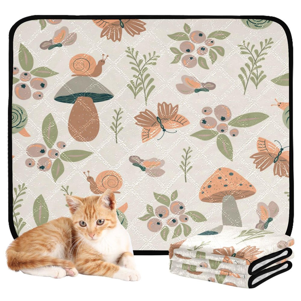 Reusable Dog Pee Pads, Non-Slip, 24 x 36 in + 36 x 42 in, Forest Mushroom Pattern, 2-Pack