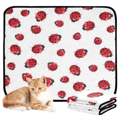 Washable Non-Slip Dog Pee Pads, 61 x 91.4 cm + 91.4 x 106.7 cm, Red and White Ladybug, 2-Pack