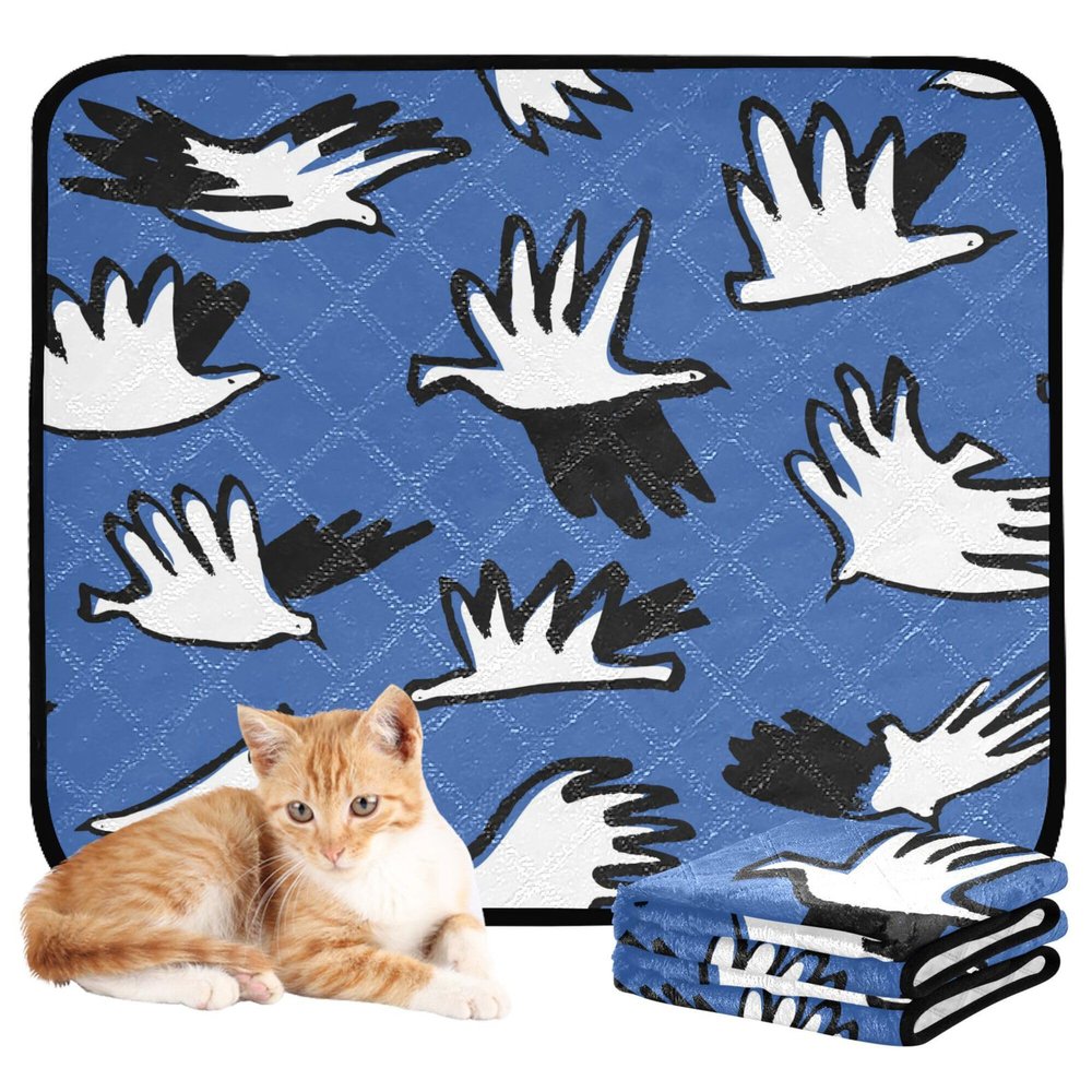 3-Pack Indoor Dog Pee Pads, Washable Non-Slip Mats, 20 x 24 in, Doodle Dove Birds Pattern
