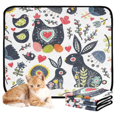 Indoor Washable, Non-Slip Dog Pads for Floors and Cars, 24 x 36 in + 36 x 42 in, Cute Easter Bunnies, 2-Pack