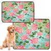 2-Pack Reusable Dog Pee Pads, Non-Slip, 61 x 91.4 cm + 91.4 x 106.7 cm, Watercolor Red Rosebuds & Green Leaves view 2