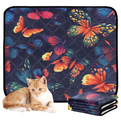 Washable Non-Slip Dog Training Pads, 20 x 24 in, Dark Green, Flying Butterflies, 3-Pack