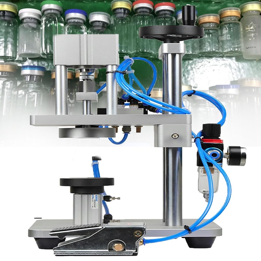 XNYXLPP 1320 mm Professional Crimping Tool, Pneumatic Perfume Bottle Capping Machine, Tabletop, 18 mm