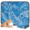 Reusable Non-Slip Dog Bed Mat, 61 x 91.4 cm + 91.4 x 106.7 cm, Blue Waves and Dolphins, 2-Pack view 1