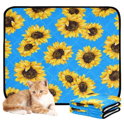 3-Pack Washable Non-Slip Dog Mats, Sunflower Pattern, 20 x 24 in