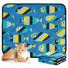 Washable Non-Slip Dog Mats for Floors and Beach, 61 x 91.4 cm + 91.4 x 106.7 cm, Goldfish Cartoon Blue, 2-Pack view 1