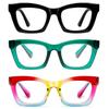 Hubeye Retro Reading Glasses for Women, Oversized Blue-Light-Blocking Computer Readers, Cat-Eye Frame, Fashionable Women's Eyewear (Black + Green + Rainbow, 2.50) view 1