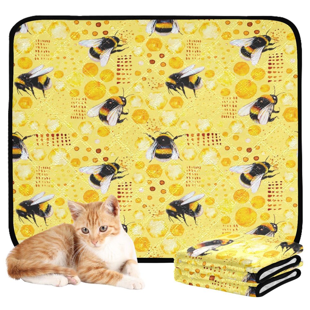 2-Pack Dog Mats, Pee-Resistant, Non-Slip Floor and Car Protection, 24 x 36 in + 36 x 42 in, Yellow Bee Pollen