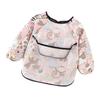 Vaguelly 1-Piece Pink Waterproof Long-Sleeve Bib with Zoo Pattern view 1