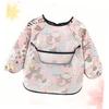 Vaguelly 1-Piece Pink Waterproof Long-Sleeve Bib with Zoo Pattern view 2
