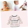 Vaguelly 1-Piece Pink Waterproof Long-Sleeve Bib with Zoo Pattern view 3
