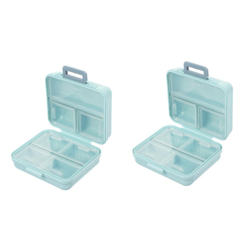 FRCOLOR 2-Pack 7-Day Pill Organizers, Blue Plastic
