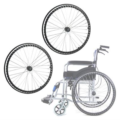 24-Inch Wheelchair Rear Wheel Replacement Set, 2-Piece, Solid Polyurethane Tires