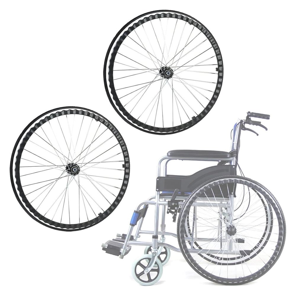 24-Inch Wheelchair Rear Wheel Replacement Set, 2-Piece, Solid Polyurethane Tires