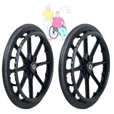 Wheelchair Rear Wheel Replacement Set, 2-Pack, 20 x 1.75, Black, 12 mm Bearing