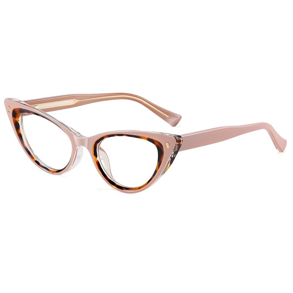 moomoobird Blue Light Blocking Glasses for Women, Cat-Eye Fashion Frames, TR90 Eyewear with Acetate Temples (Khaki Leopard)