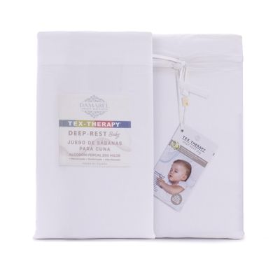 DAMAREL SMART WELLNESS TEX-THERAPY 3-Piece Baby Bedding Set for Crib or Moses Basket, 100% Percale Cotton, 200 Thread Count, Mercerized and Sanforized (White, 70/140)