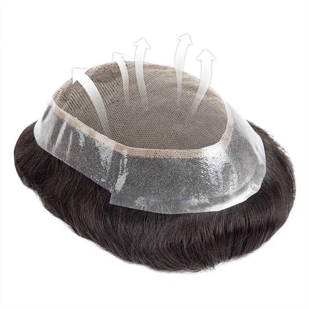 Natural-Looking Men's Hairpiece with French Lace and Poly Perimeter