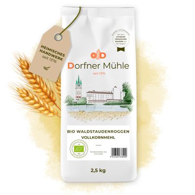 Organic Waldstauden Rye Wholemeal Flour, 2.5 kg