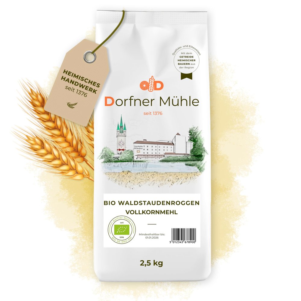 Organic Waldstauden Rye Wholemeal Flour, 2.5 kg