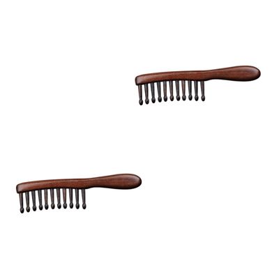 Baluue 2-Piece Wooden Wide-Tooth Curl Comb Set, Sandalwood