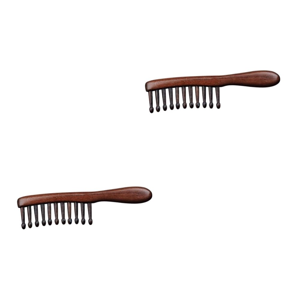 Baluue 2-Piece Wooden Wide-Tooth Curl Comb Set, Sandalwood