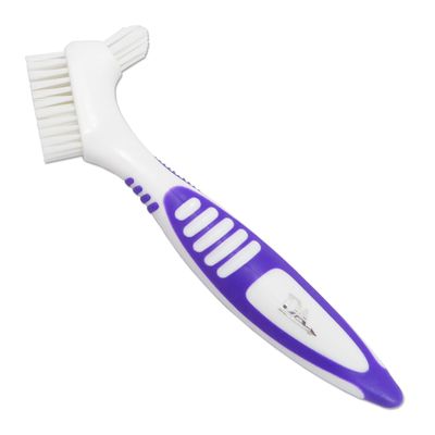 Denture Brush, Easy-to-Hold Handle, Dual-Bristle Head, Purple, One Size