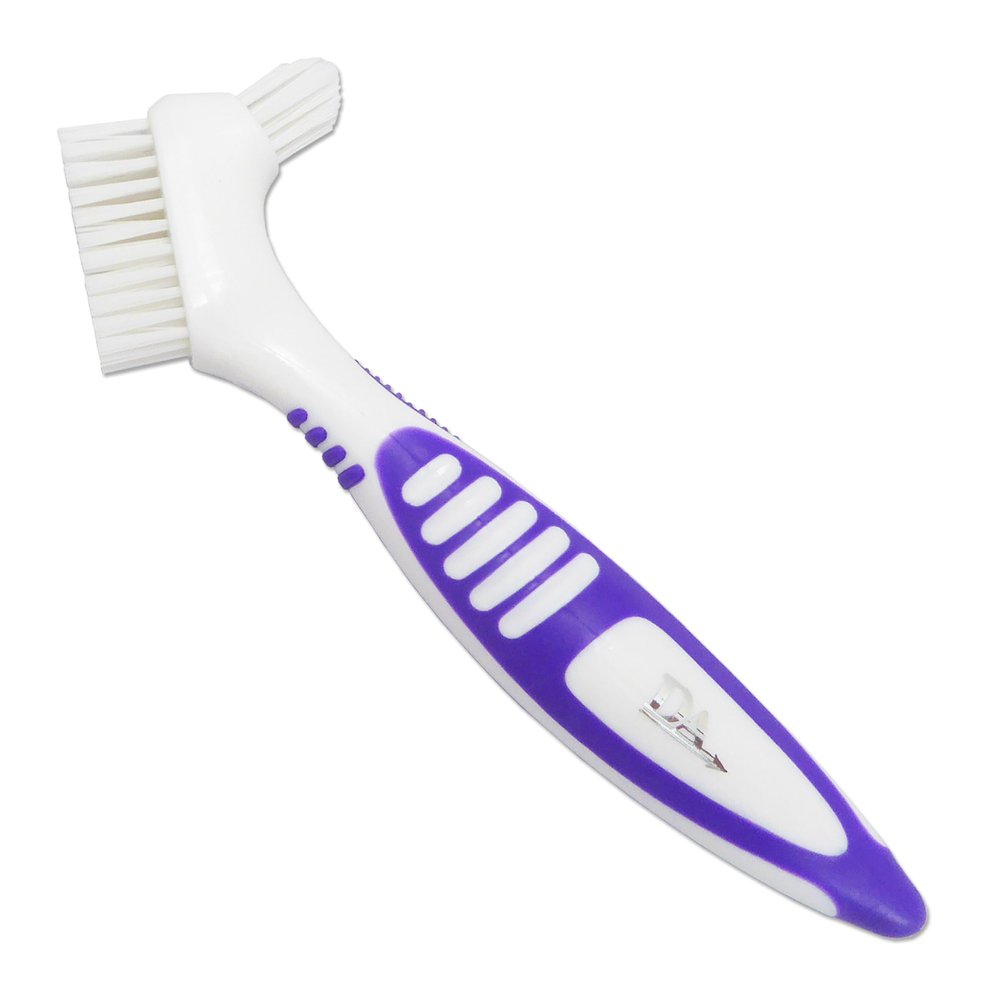 Denture Brush, Easy-to-Hold Handle, Dual-Bristle Head, Purple, One Size