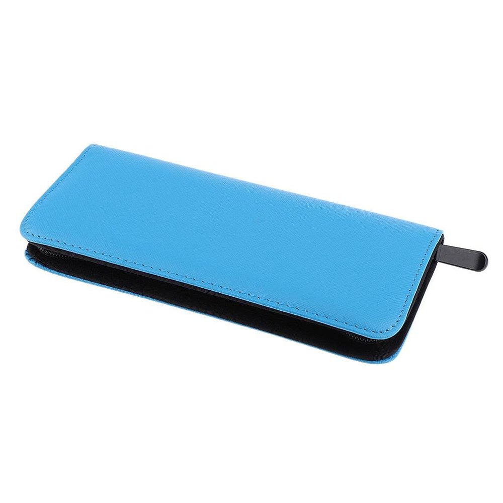 Professional Hair Scissors Bag, PU Leather Holster for Salon Tools, Holds 2 Scissors and 2 Combs, Blue
