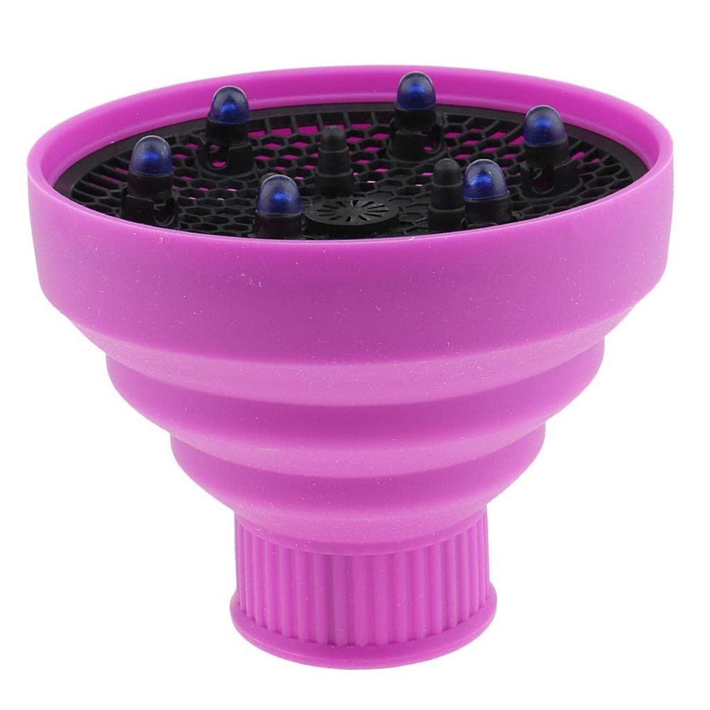 Compact Universal Diffuser for Curly Hair, Silicone Salon Tool, Travel-Friendly, Easy to Clean, Green-Purple