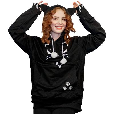 Women's Cat Hoodie with Drawstring Pouch