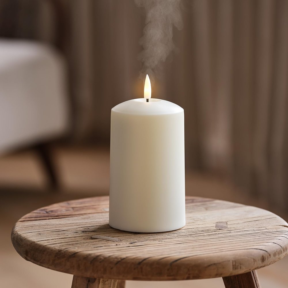 Lights4fun TruGlow Air Portable LED Pillar Candle Essential Oil Diffuser with Remote Control and Timer