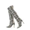 LIUGUISUOCHBH Women's Knee-High Stiletto Boots, Snake Print, EU 41 view 1