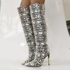 LIUGUISUOCHBH Women's Knee-High Stiletto Boots, Snake Print, EU 41 view 2