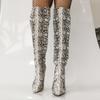 LIUGUISUOCHBH Women's Knee-High Stiletto Boots, Snake Print, EU 41 view 3
