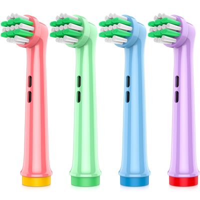 AnjoCare Kids Replacement Brush Heads for Oral-B, 4-Pack, Soft Bristles