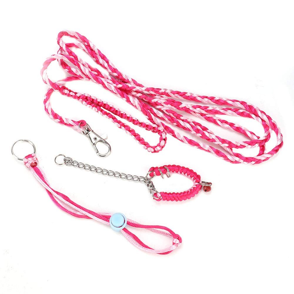 Guinea Pig Harness - Adjustable Collar for Small Pets (Pink + Rose Red)