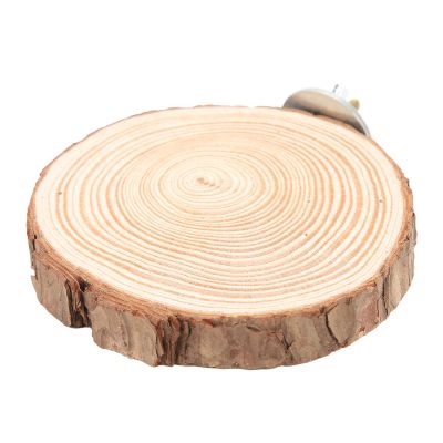 Denash Round Bird Platform Perch, Natural Wood, Easy to Install