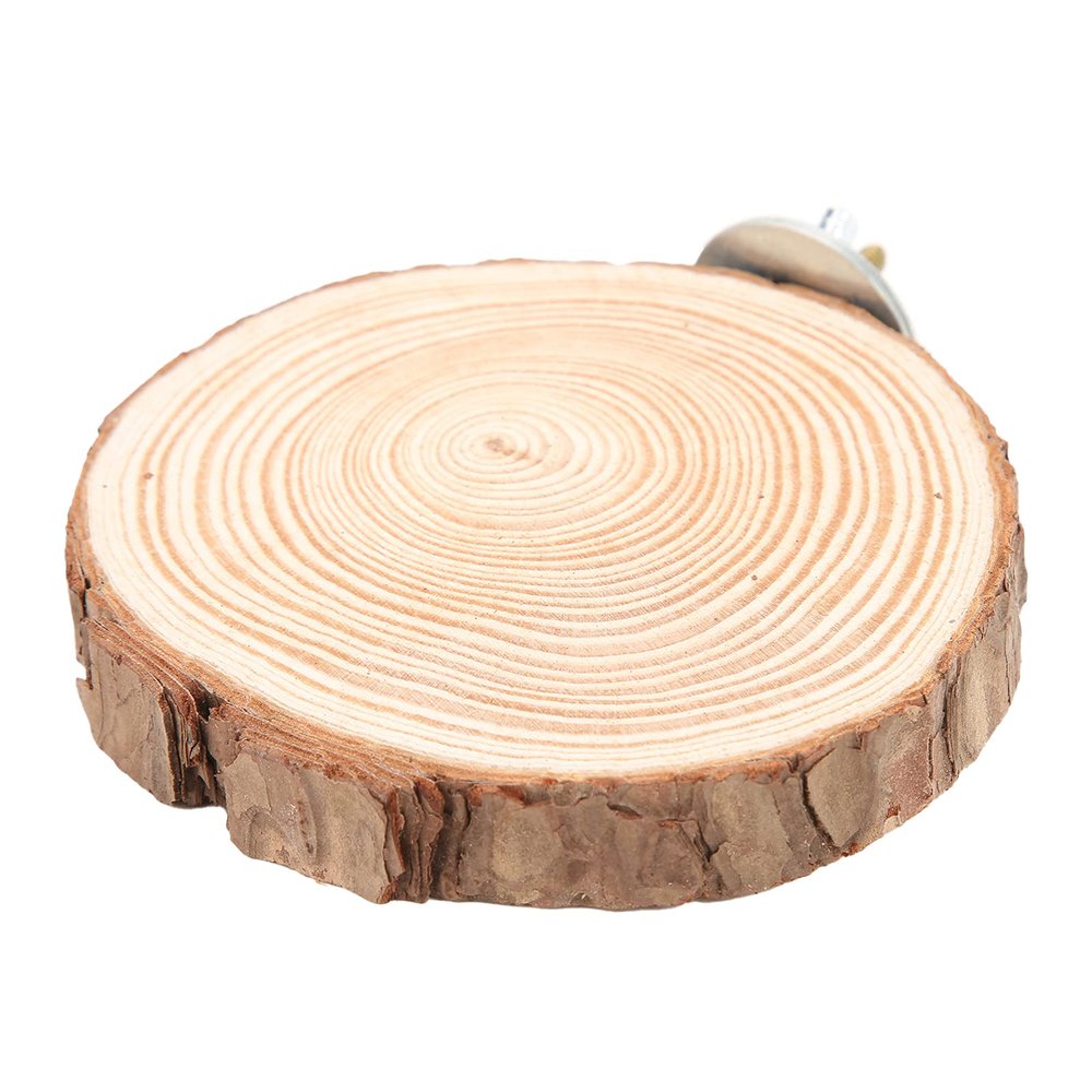 Denash Round Bird Platform Perch, Natural Wood, Easy to Install
