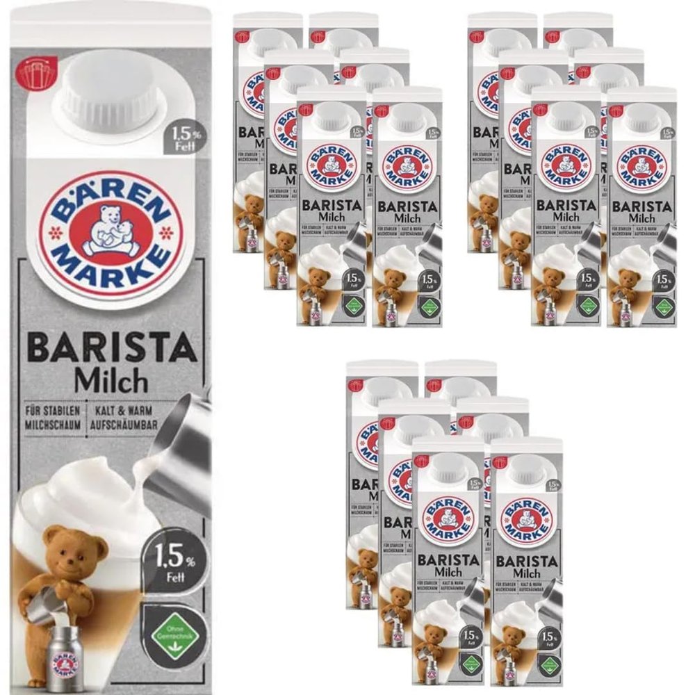 Brenmarke Low-Fat UHT Milk 1.5% Fat, Barista, 1 Liter Each, 18-Pack