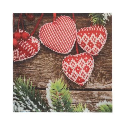 PAPSTAR 300 Napkins, 3-Ply, 1/4 Fold, 33 cm x 33 cm, "MES Coeurs"