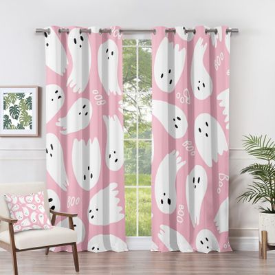 Halloween Ghost Boo Pink Blackout Curtains, 2-Piece Set, 137 x 117 cm