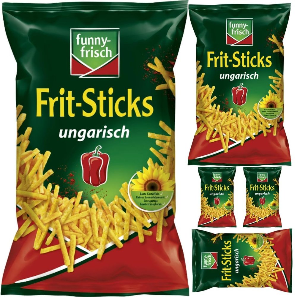 Funny-frisch Frit Sticks Hungarian Chips Crackers 100 g x 5 with Pufai Grocery