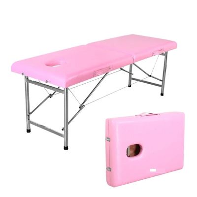 LHSJYG Foldable Professional Massage Table, Portable Beauty and Therapy Bed, 180 x 70 cm, Pink