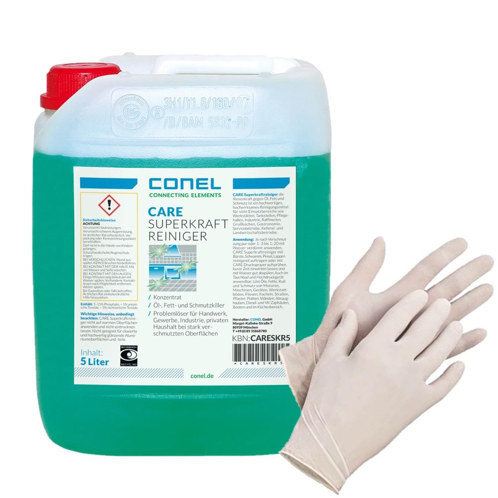 Conel CARE Super Cleaner Concentrate, 5-Liter Canister + Disposable Gloves
