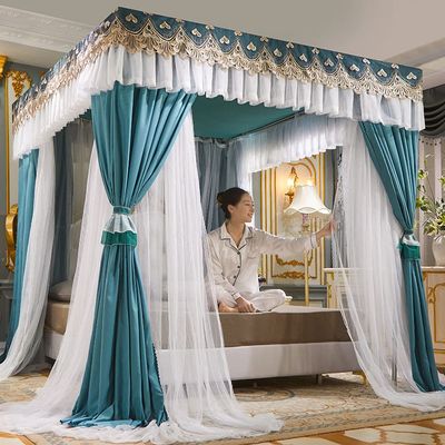 Princess Bed Canopy Net, Double-Layer Curtains, Freestanding, Blackout Curtains for King-Size Bed with Frame
