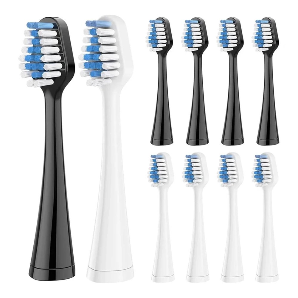 VNJUGF Replacement Toothbrush Heads, Electric Toothbrush, Oral Hygiene for Adults, DuPont Bristles, Soft Heads, wanglan (10 pcs, black/white/bl)