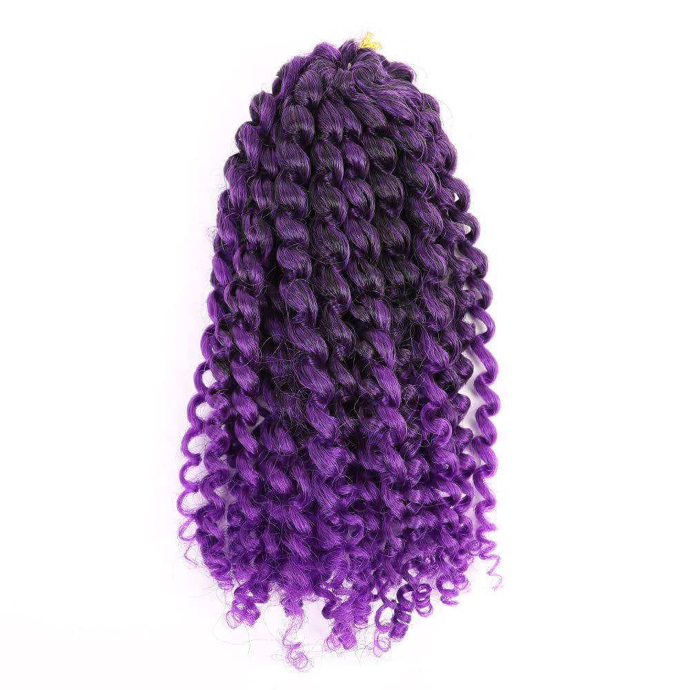 8' Curl Braids Crochet Hair, Synthetic Jerry Curl Weave, Synthetic Braiding Hair Extensions for Women (1B-Purple)