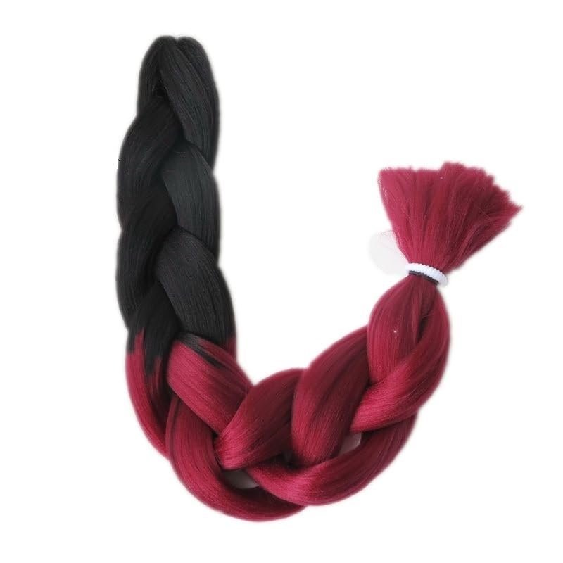 1 Pack 32-Inch 165 g Ombre Two-Tone Synthetic Jumbo Braiding Hair, T1B/Burgundy